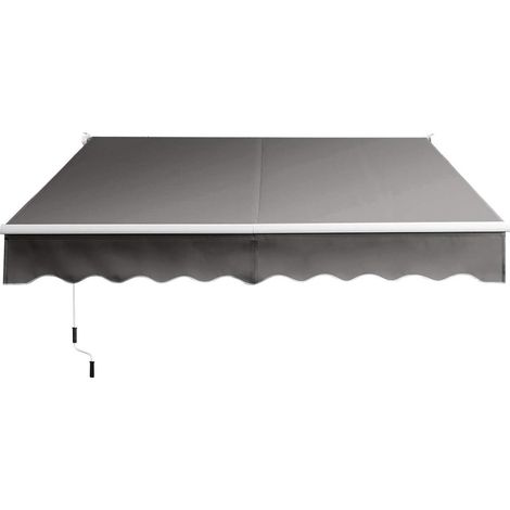 COSTWAY 3 x 2,5 m Gelenkarmmarkise Sonnenmarkise Balkonmarkise Terrassenmarkise Klemmmarkise mit UV- und wasserbestaendigem Material, Aluminiumrahmen und -kurbel, fuer Balkon und Veranda Grau