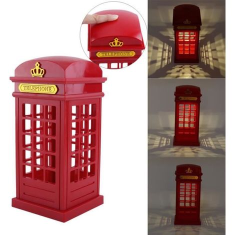 Lampe De Chevet - Cabine Telephonique - LED Jaune - Rechargeable USB - Touch Dimmable - 1 Unite (1/4)