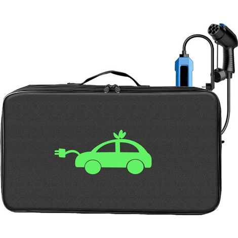 Sac de rangement pour câble de recharge EV, organiseur de câble pour voiture, résistant à l'eau, avec poignée, pour coffre de voiture électrique, 46 x 27 x 12 cm, noir