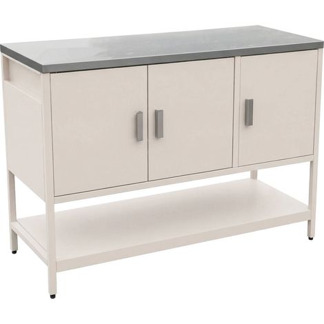 sweeek - Outdoor-Küche aus Stahl mit 3 Türen, 1 Regalboden L120 cm