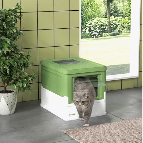 Caja de arena cerrada para gato con pala, 47,5 x 35,5 x 36,7 cm DESVIAE (1/5)