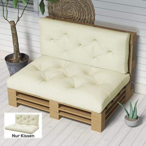 Coussin d'assise capitonné 120 x 80 x 12 cm blanc crème pour canapé, fauteuil, lit – rembourré confortable et moelleux (1/4)