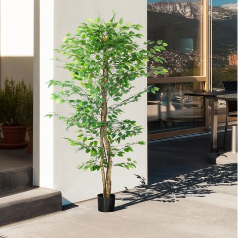 Ficus artificiale in vaso 180 cm, verde, 1260 foglie, design realistico DESVIAE (1/5)