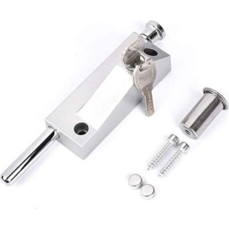 Verrou de porte multifonction - Pour porte de garage - Verrou de porte universel - Avec 2 clés - Pour usage intérieur et extérieur - Argent mat