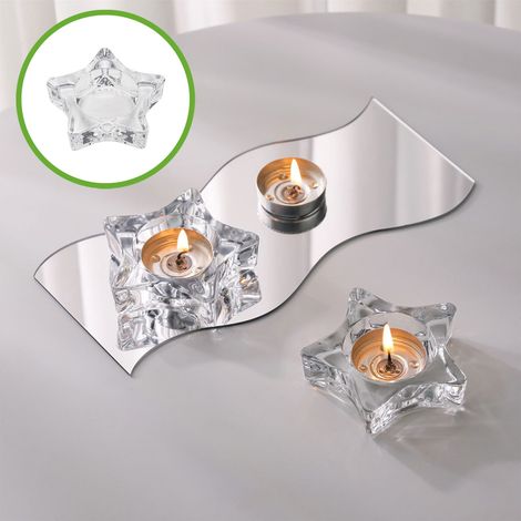 Candlestick Pentagram - Verre Transparent - Support Pour Bougie Théière - Décoration Table Intérieure Mariage Fête Noël Saint Valentin Anniversaire - 1 Pièce (1/5)