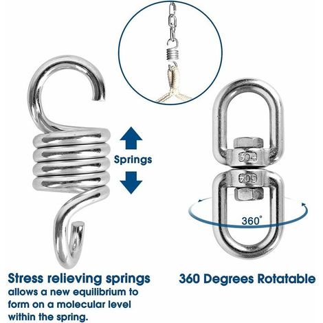 SABIR Cintre robuste en acier inoxydable pour poutre en bois, capacité de 200 kg, idéal pour les hamacs de chaises (1/4)