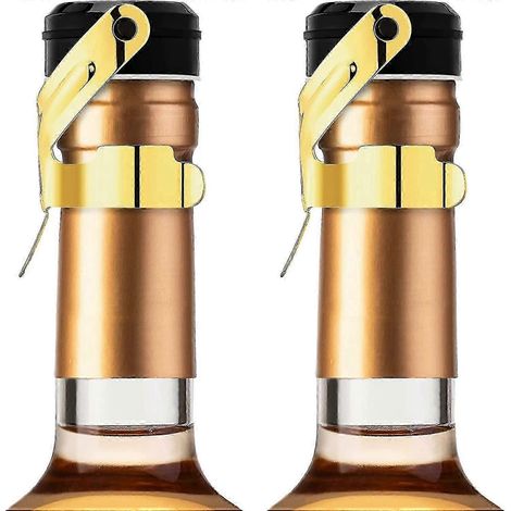 Bouchons de champagne, lot de 2 bouchons en acier inoxydable pour bouteilles de Cava et Prosecco (vin mousseux), couleur or.-AquaForge