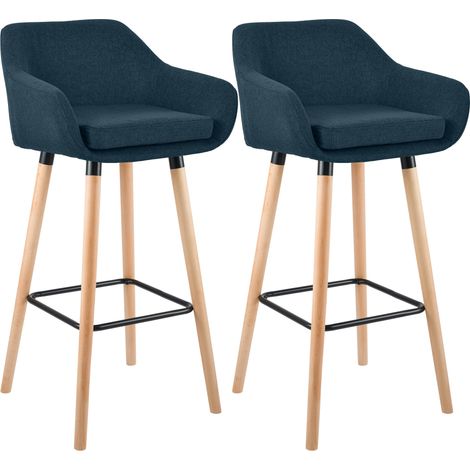 2er Set Barhocker Grant Stoff blau