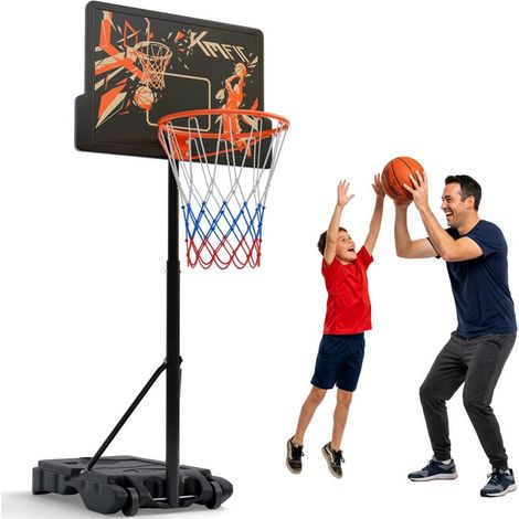 KM-Fit Basketballständer höhenverstellbar 110–210 cm mobil mit Rollen stabil wetterfest inkl Netz Backboard (1/5)