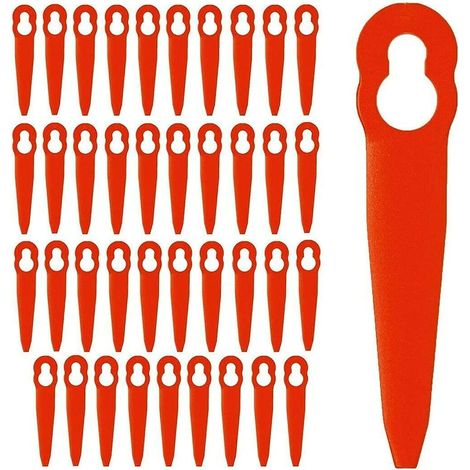 lames en plastique de rechange,40 Pièces lames de coupe en plastique de remplacement lames de coupe bordure Lame De Tondeuse à Gazon Accessoires De Tondeuse à Gazon (Rouge) (1/4)