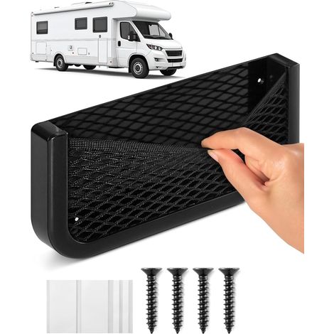 Filet de rangement pour camping-cars et caravanes - Filet de rangement en plastique robuste et maille élastique - Matériel de montage inclus (1/5)