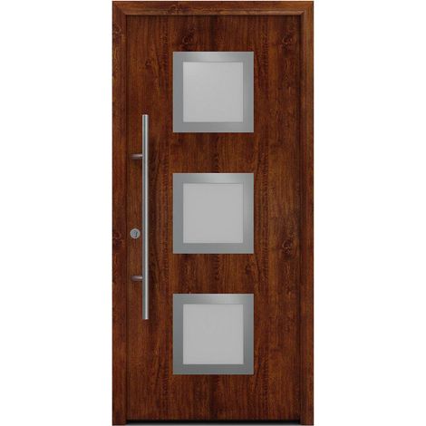 Hörmann Ecostar Haustür "ISOPRO Secur IPS 810S", dark oak, 110 x 210 cm (B x H), DIN Links