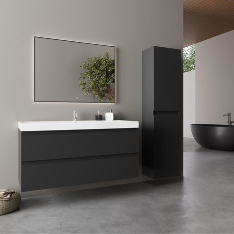 LOMAZOO Ensemble de meubles de salle de bains, noir mat, 100 cm -