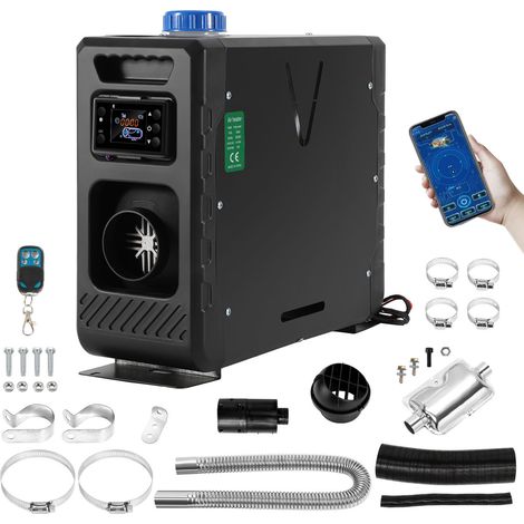 TolleTour Diesel Standheizung Luftheizung 12/24 V 8 kW, Dieselheizung Air Heater Lufterhitzer mit Bluetooth App LCD-Display & Fernbedienung Schwarz (1/5)