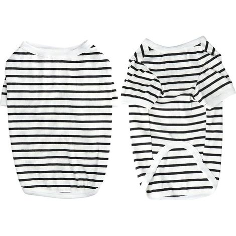 T-Shirt à Rayures pour Chien Chemises pour Chiens D'été T-Shirt en Coton Doux et Respirant, Chihuahua Manches Courtes Vêtements pour Chiens et Chats de Petite (S) (1/5)