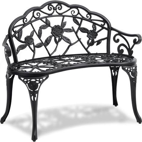 Banc de Jardin 98,7 cm, Banquette d'Extérieur en Métal, avec Capacité de Charge 218 kg, avec Dossier et Accoudoirs, Assemblage Facile, Mobilier pour Patio Terrasse, Parc, cour, Porche d'Entrée (1/5)