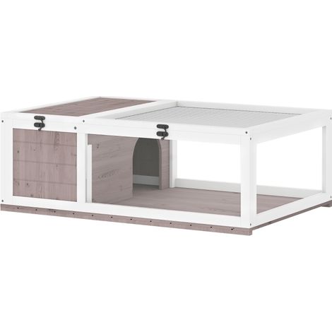CHICFURN Casa de madera para tortuga 91x60,5x32 cm marrón con tapa abatible (1/5)