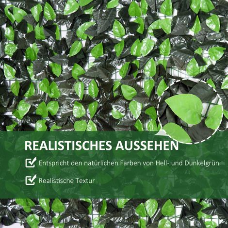 Haie artificielle grimpante, décoration extérieure, aspect réaliste, 300 cm x 100 cm, vert foncé (1/4)
