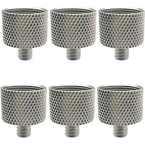 Six adaptateurs de vis pour microphone à filetage interne de 5/8 pouce vers filetage externe de 1/4 pouce, compatibles avec les microphones et les clips de support de microphone (argent). (1/5)