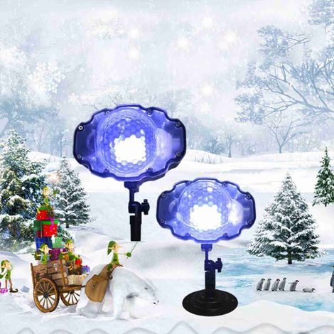 Projecteur LED lumineux effet neige, flocons de neige rotatifs pour jardin. (1/5)