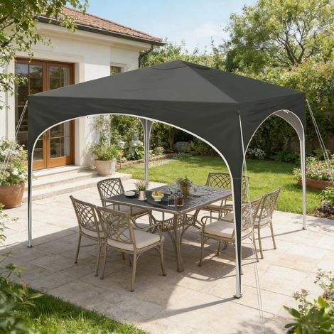 Pabellón jardín plegable 3x3 ajustable metal gris OKMYHOME (1/5)