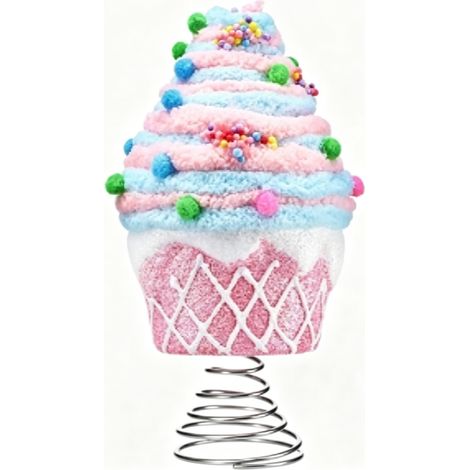 Adorno navideño de 20 cm (7,9 pulgadas) en tonos pastel para árbol de Navidad, con cupcakes rosas y caramelos en forma de rosquilla. (1/5)