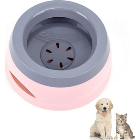 Bol d'eau No Spill Dog pour la maison et les voyages, fini les sols humides ou les éclaboussures de déversements ou de gouttes en désordre, rose (1/5)