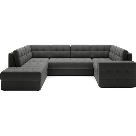 Divano angolare convertibile MONTEZA grigio scuro sinistro 299 cm con baule e letto (1/5)