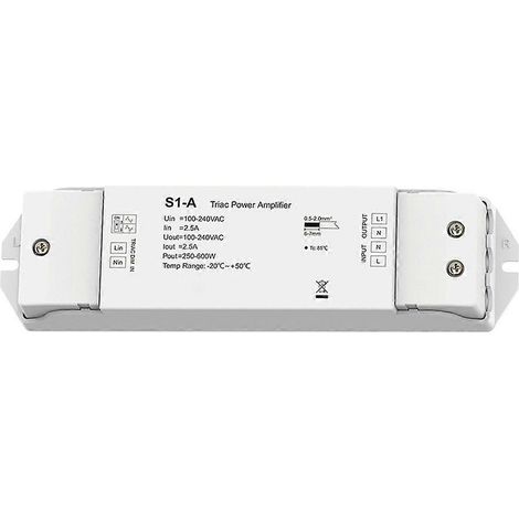 Amplificateur de puissance Triac 110-220 V CA S1-A, console de répéteur 1 canal, compatible avec éclairage LED à intensité variable ou driver Triac à intensité variable (1/5)