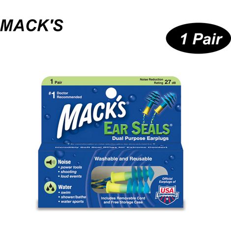 Tapones para los oídos de silicona con cancelación de ruido MACK'S (1 par) - Tapones profesionales impermeables para nadar - Protección auditiva - Tapones antironquidos (1/5)