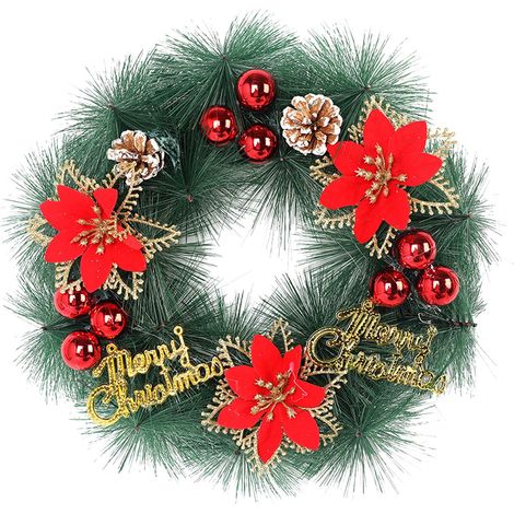 Guirlande De Noël - Couronne De Noël En Plastique - Pour Porte D'Entrée Fenêtre Ou Mur - Diamètre 28 Cm - 1 Pièce (1/5)