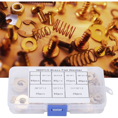 Kit de 360 rondelles plates en laiton (M2, M2.5, M3, M4, M5, M6, M8, M10) (1/5)