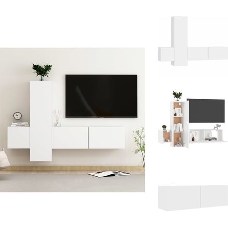 Ensemble de meubles TV 3 pcs Blanc Bois d'ingénierie - Meuble Tv Mural - Meuble Tv Blanc - Ensemble Meuble Tv - Support Tv - Rangement Tv (1/5)