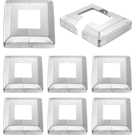 8Pcs Enveloppe De Base De Poteau 4.75"x4.75" Pour Porche Argenté (1/5)