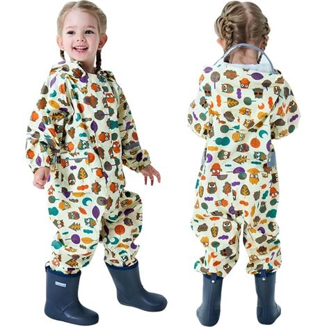 Combinaison de pluie enfant 1-3 ans – Imperméable léger en polyester – Coutures scellées et bande réfléchissante – Ajustable à la taille