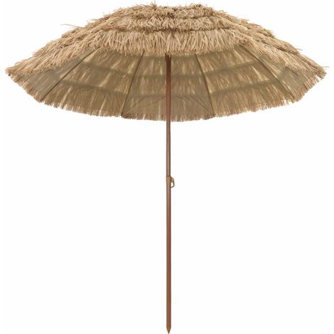Parasol de plage léger et réglable dimensions 255 x 255 x 255 cm ambiance naturelle style tropical en polyester naturel