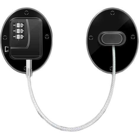 Combinaison de serrure de réfrigérateur, conception en métal solide ABS, congélateur multifonction pour porte fenêtre d'armoire FQ1 noir (1/5)