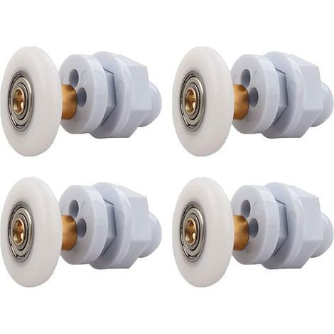 Rulli per porta doccia, 4 pezzi in ottone, rulli per porta scorrevole doccia, rulli per porta scorrevole, per la sostituzione dei rulli delle guide per porta scorrevole in vetro della doccia (27 mm) (1/4)