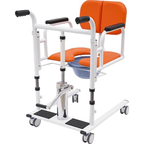 Silla de Ducha, Silla Transferencia Ancianos O Pacientes con Orinal PortáTilelevador De Pacientes HidráUlico Capacidad De Carga De 150kg Altura De ElevacióN Ajustable, Asiento Elevador De Pacientes As
