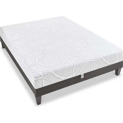 OLYMPE LITERIE Ensemble EUPRAXIE 180x200 cm Matelas Mémoire de forme + Sommier Bois (1/5)