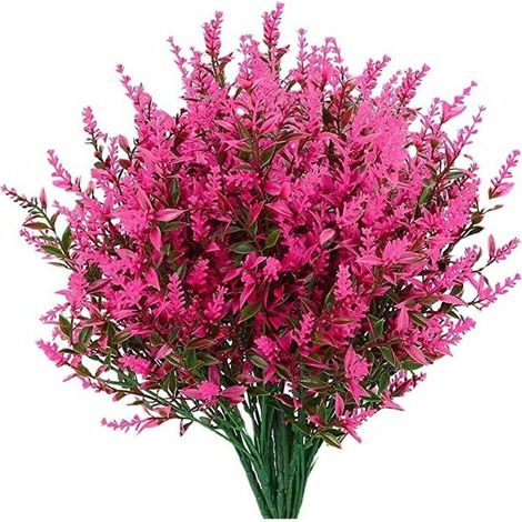 8Pcs Fleurs artificielles en Plastique Extérieur Fleurs Artificielles Résistantes Aux UV d'Extérieur Plantes Fleurs Décoratives pour Arrangement Floral, Décoration de Jardin Maison (Fuchsia) (1/5)