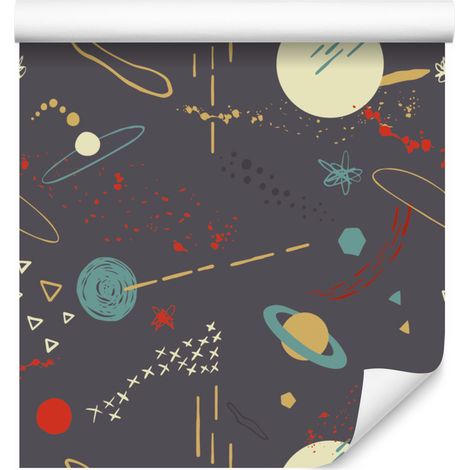 Papel pintado con estampado colorido para salón y dormitorio, 50x1000 cm. (1/5)
