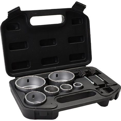 Scie cloche enduite de diamant 22-73 mm – Pour carrelage, béton et céramique – Boîte de rangement incluse – 6 forets de perçage (1/4)