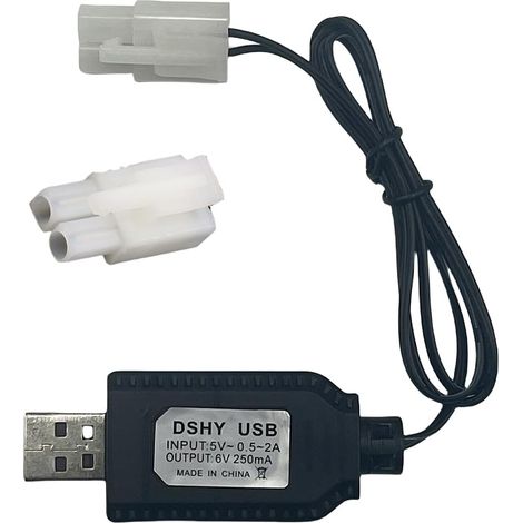 6.0V Ni-MH Ni-CD USB Charge Câble avec KET-2PIN Tamiya pour Voiture RC, Bateau, Réservoir Câble de Chargeur de radiocommande pour 6.0V Lipo Batería Charger (1/5)