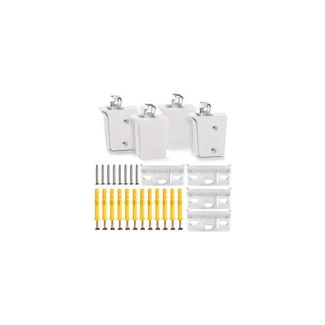 4-teiliges Wandmontage-Set für Schränke, Hängeschrankhalterungen für Möbel, Wandmontage für Küchenmöbel, Tragkraft 60 kg, Weiß-Crezuo
