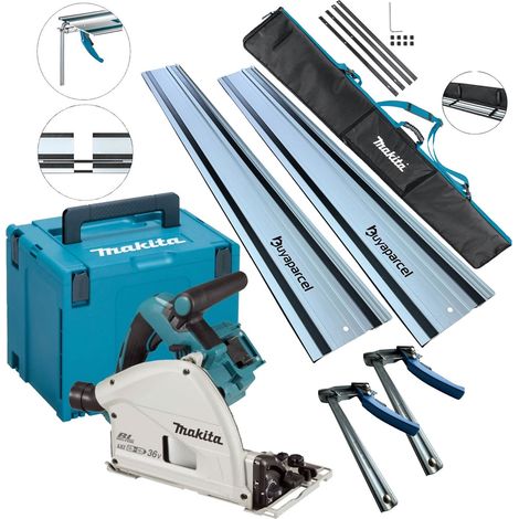 Makita DSP600ZJ 36v Twin 18v Brushless Plunge Cut Saw 2x1.5m Guide Rail QR Clamp