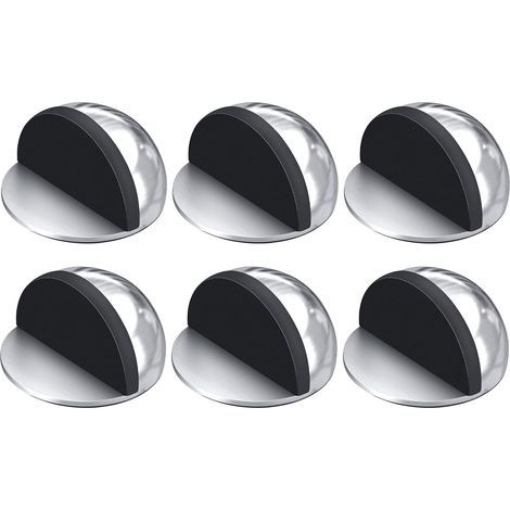 6 topes de puerta de piso autoadhesivos, topes de puerta de piso adhesivos de acero inoxidable con topes de goma, topes de puerta de piso, topes de pared para todos los pisos duros para proteger puert (1/5)