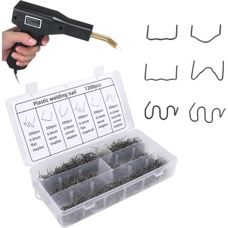 1200 Pièces Agrafes Chaudes,0.6mm/0.8mm Baguettes de Soudage Agrafe Chaude Clou,Soudure Plastique Clou de Soudure pour Réparation de Pare-Chocs de Voiture (1/5)
