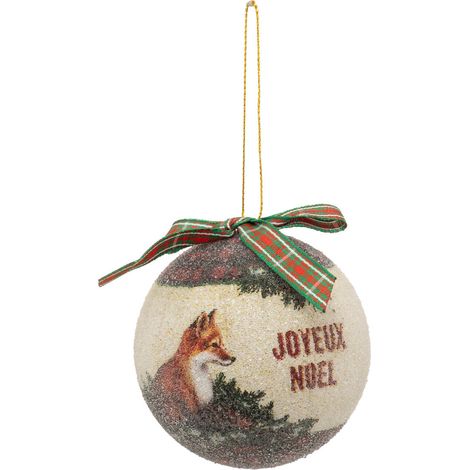 Déco Sapin Boule de Noël D 7.4 cm Joyeux Noël effet givré - Feeric Christmas