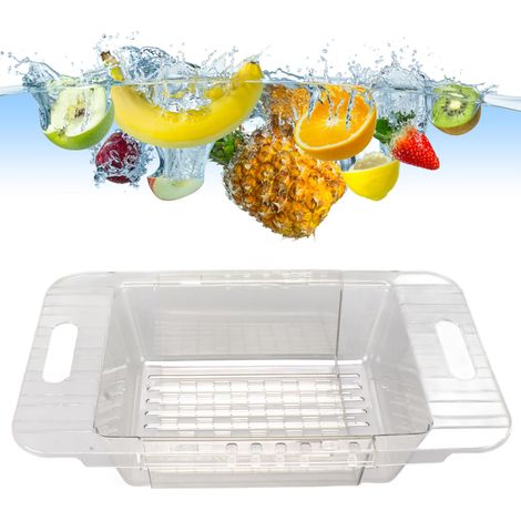 Multifunktionale Küchenspülenablage, teleskopierbar, Halter für Geschirrtücher und Stahlwolle, transparente Farbe (1/5)